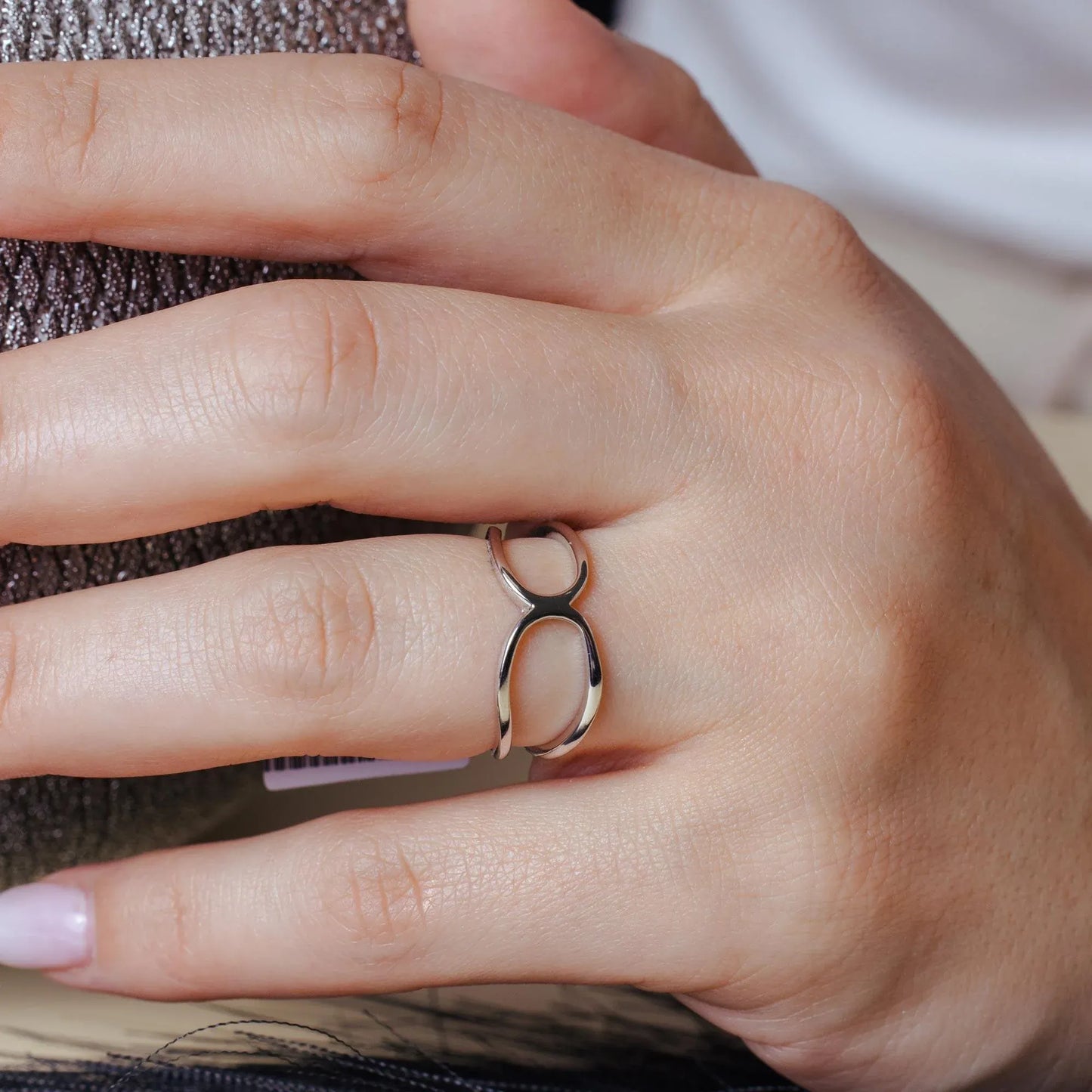 925 Sterling Silver Rhodium Plated Open Pringle Hyperbolic Paraboloid Ring
