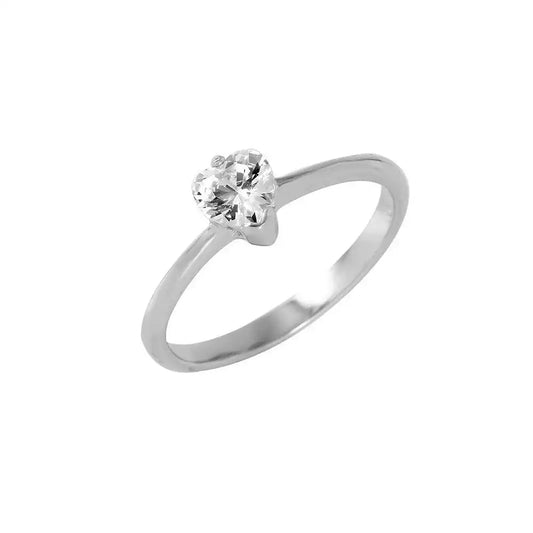 925 Sterling Silver Rhodium Plated Plain CZ Ring