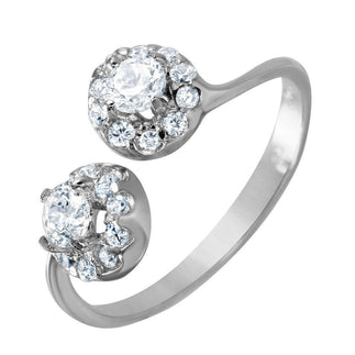 925 Silver Rhodium Plated CZ Open Ring