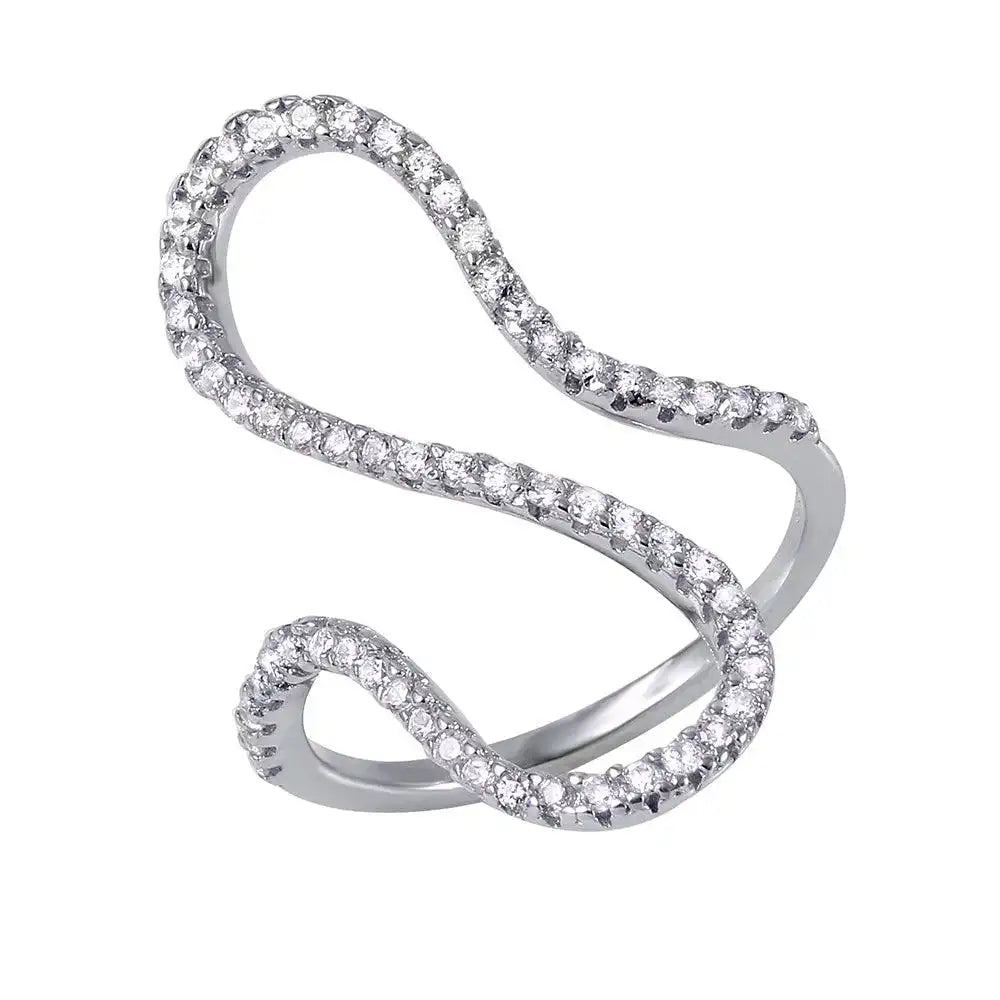 925 Sterling Silver Rhodium Plated S CZ Ring