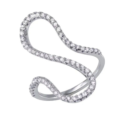 925 Sterling Silver Rhodium Plated S CZ Ring