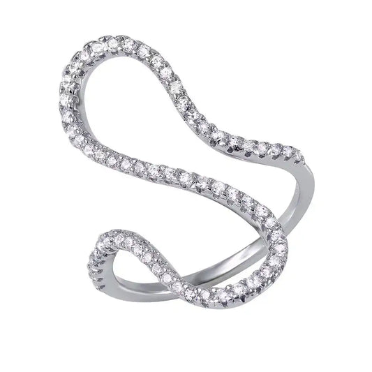 925 Sterling Silver Rhodium Plated S CZ Ring