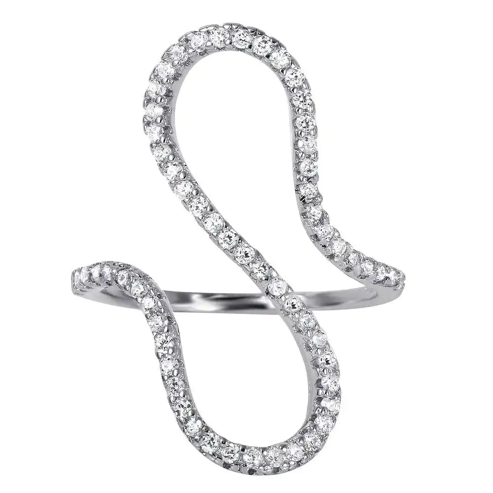 925 Sterling Silver Rhodium Plated S CZ Ring