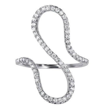 925 Sterling Silver Rhodium Plated S CZ Ring