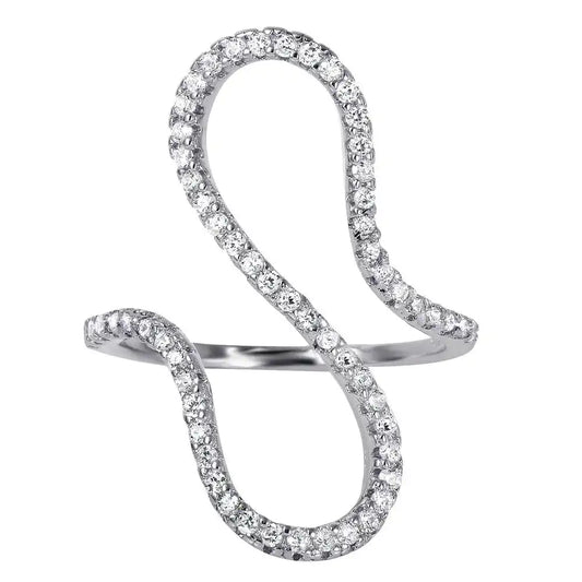 925 Sterling Silver Rhodium Plated S CZ Ring