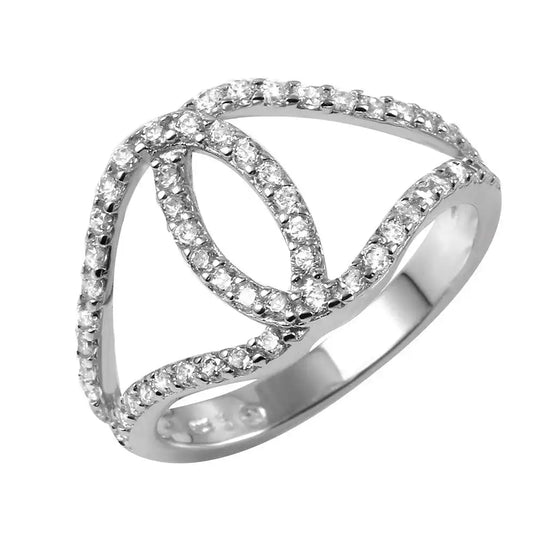 925 Sterling Silver Rhodium Plated Open Entangling Hoop Ring