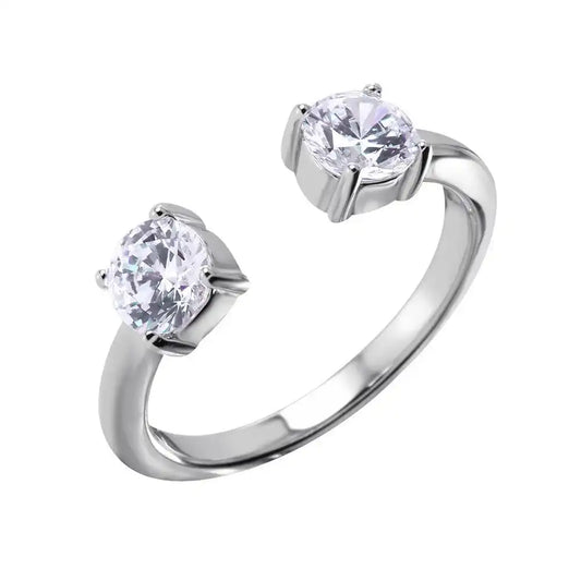 925 Sterling Silver Open Ring with CZ End Caps