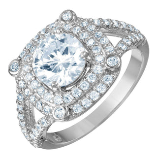 925 Silver Rhodium Plated Square CZ Ring
