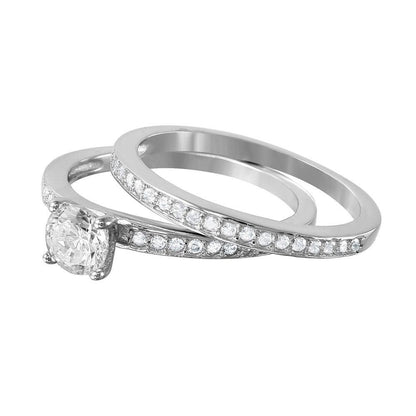 925 Sterling Silver Rhodium Plated Nickel Free Round Center CZ Bridal Ring