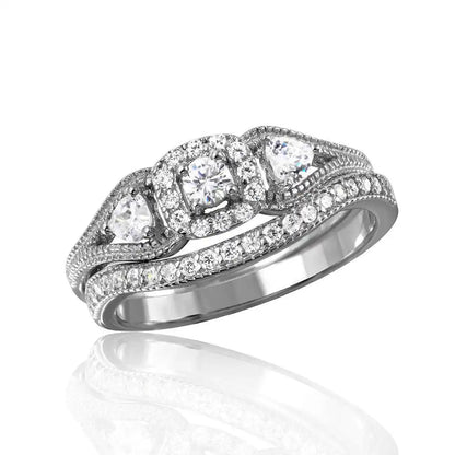 925 Sterling Silver Rhodium Plated Engagement Ring