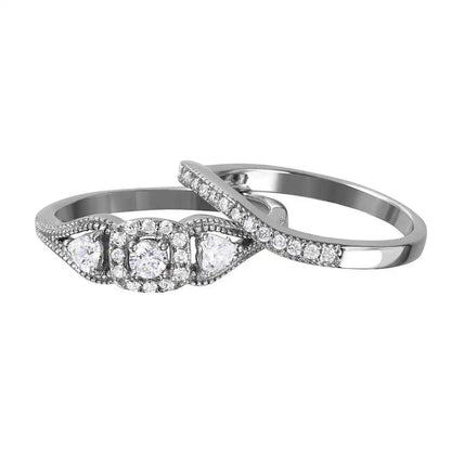 925 Sterling Silver Rhodium Plated Engagement Ring