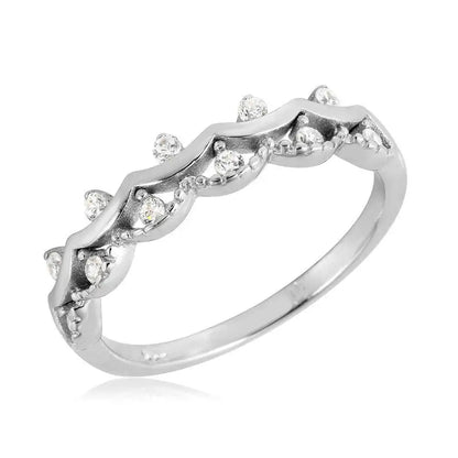 925 Sterling Silver Rhodium Plated Crown Ring