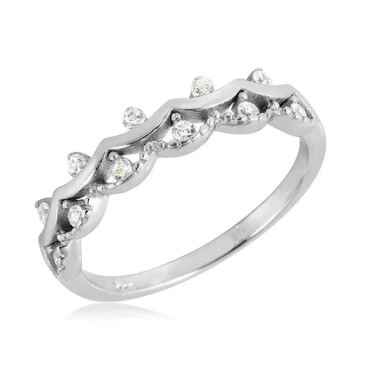 925 Sterling Silver Rhodium Plated Crown Ring