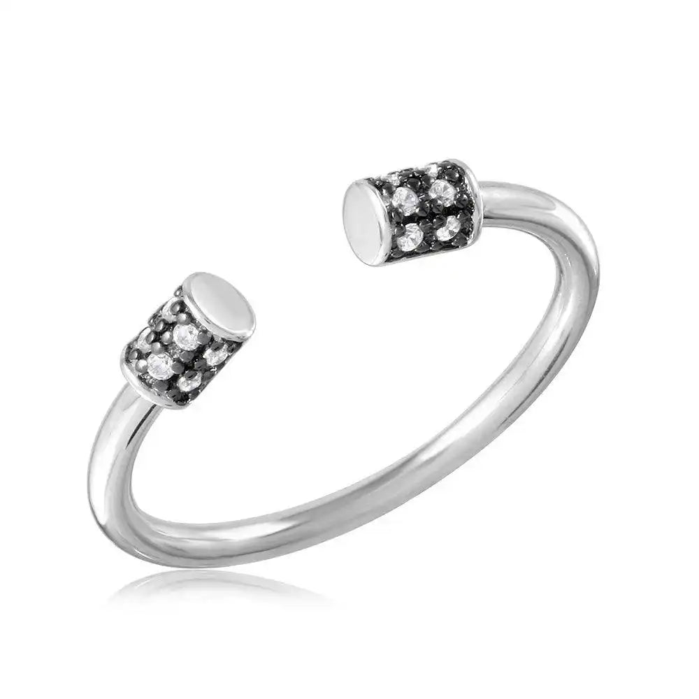 925 Sterling Silver Rhodium Plated Barbel Ring