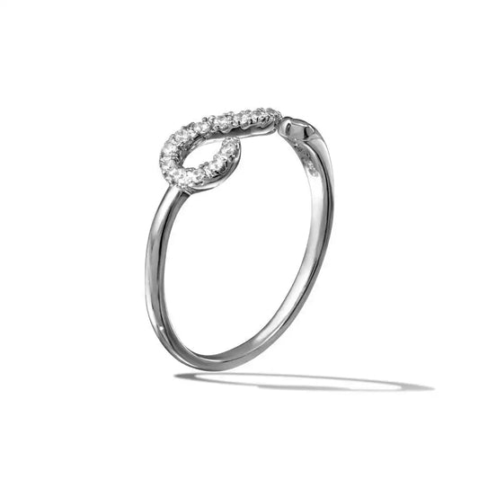 925 Sterling Silver Rhodium Plated Question Mark CZ Ring