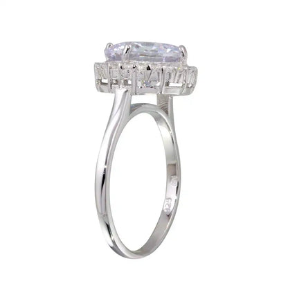 925 Sterling Silver Rhodium Plated Round Center CZ Ring