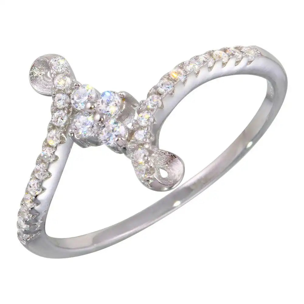 925 Sterling Silver Rhodium Plated Elegant CZ Ring