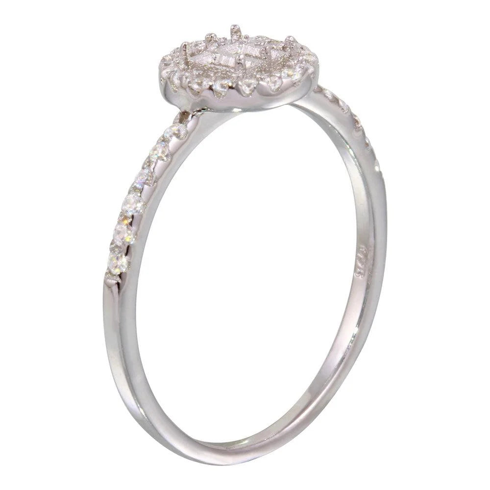 925 Sterling Silver Rhodium Plated Center Circle Mounting Only Ring