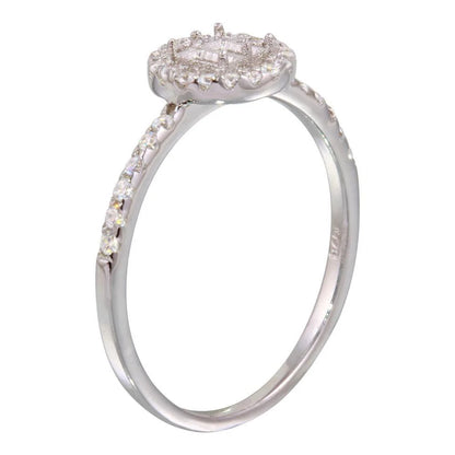 925 Sterling Silver Rhodium Plated Center Circle Mounting Only Ring