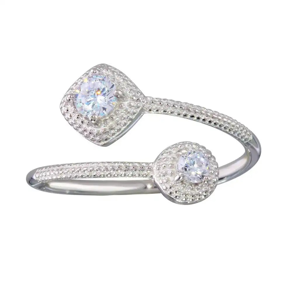 925 Sterling Silver Rhodium Plated Open CZ Ring