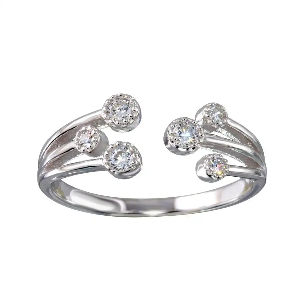 925 Sterling Silver Rhodium Plated Open CZ Ring