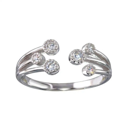 925 Sterling Silver Rhodium Plated Open CZ Ring
