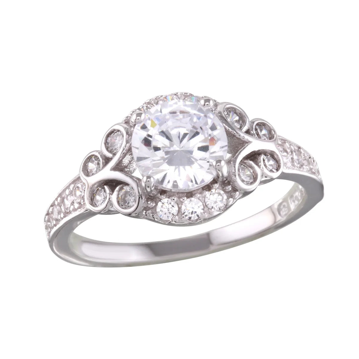925 Sterling Silver Rhodium Plated Ring with CZ