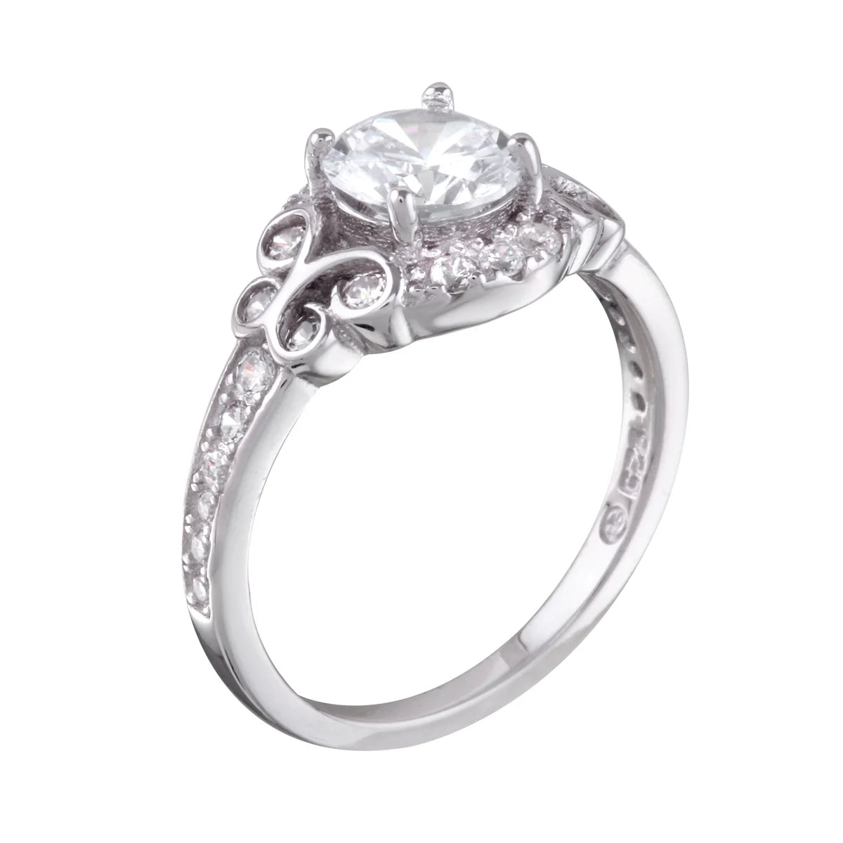 925 Sterling Silver Rhodium Plated Ring with CZ