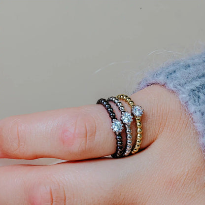 925 Sterling Silver Three-Tone CZ Ring Set