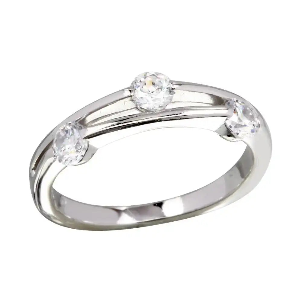 925 Sterling Silver Rhodium Plated CZ Ring