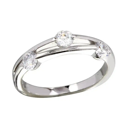 925 Sterling Silver Rhodium Plated CZ Ring