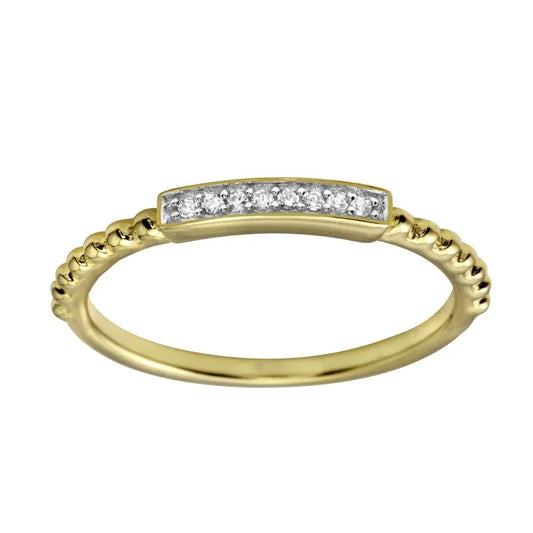 925 Sterling Silver Gold Plated Bar Ring with CZ