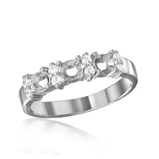 925 Sterling Silver Rhodium Plated 3 Mounting Stone Ring with CZ
