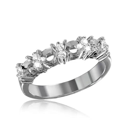 925 Sterling Silver Rhodium Plated 4 Mounting Stone Ring with CZ