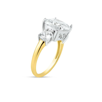 925 Sterling Silver Gold Plated Past Present Future Ring