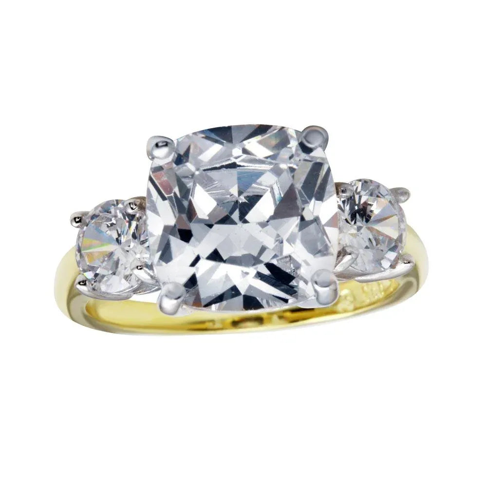 925 Sterling Silver Gold Plated Past Present Future Ring