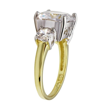 925 Sterling Silver Gold Plated Past Present Future Ring