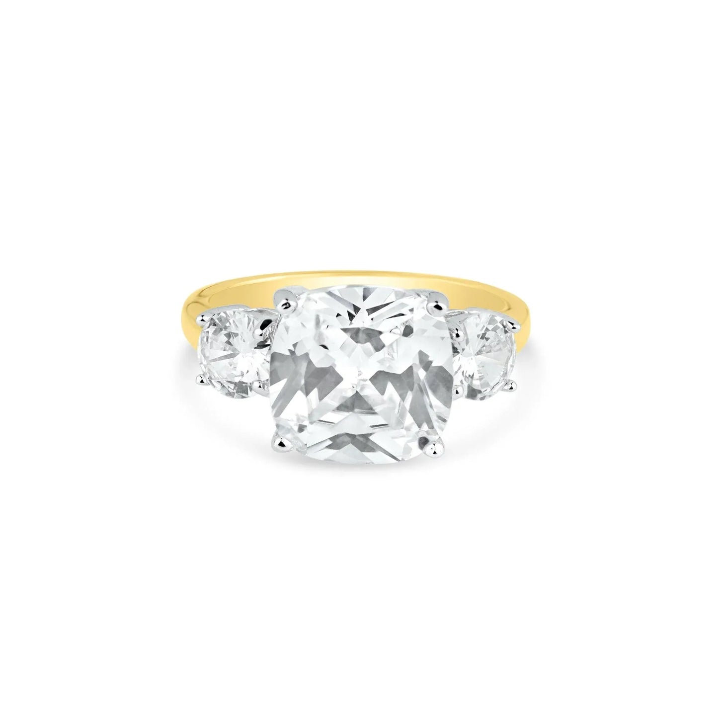 925 Sterling Silver Gold Plated Past Present Future Ring