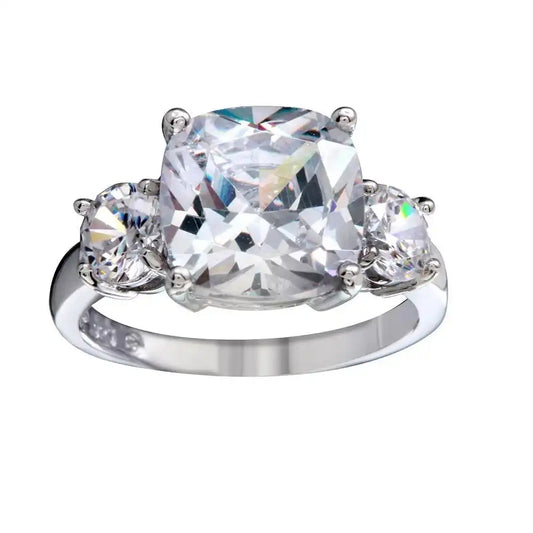 925 Sterling Silver Rhodium Plated Past Present Future Ring