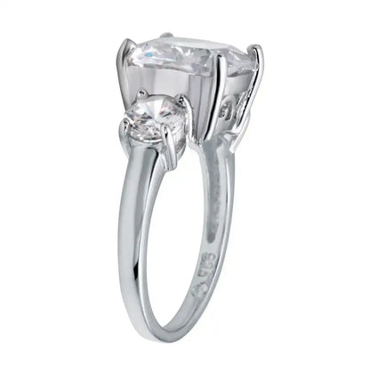 925 Sterling Silver Rhodium Plated Past Present Future Ring