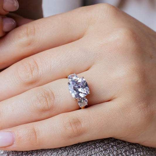 925 Sterling Silver Gold Plated Past Present Future Ring