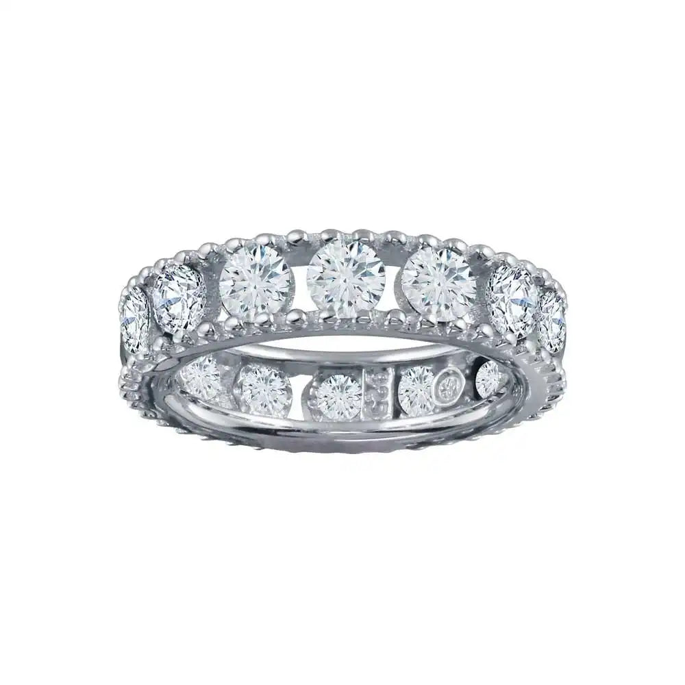 925 Sterling Silver Rhodium Plated Round CZ Band