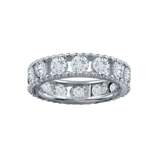 925 Sterling Silver Rhodium Plated Round CZ Band