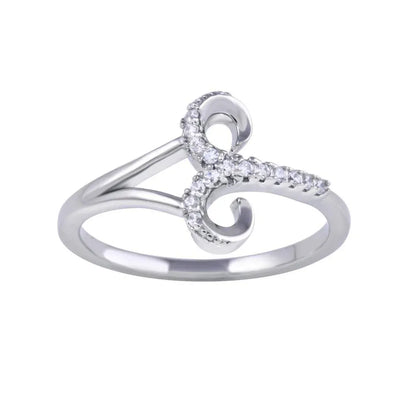 925 Sterling Silver Rhodium Plated Aries CZ Zodiac Sign Ring