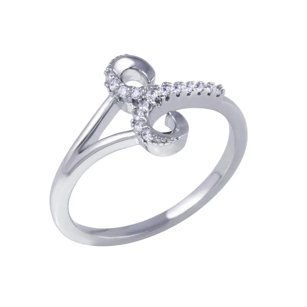 925 Sterling Silver Rhodium Plated Aries CZ Zodiac Sign Ring