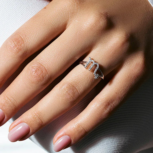 925 Sterling Silver Rhodium Plate Scorpio CZ Zodiac Sign Ring