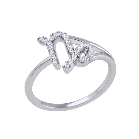 925 Sterling Silver Rhodium Plated Capricorn CZ Zodiac Sign Ring