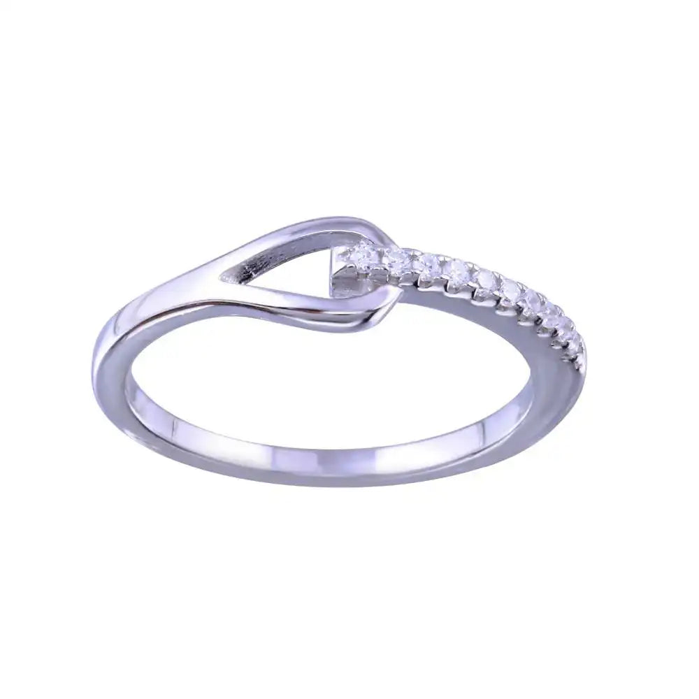 925 Sterling Silver Rhodium Plated Knot Clear CZ Ring