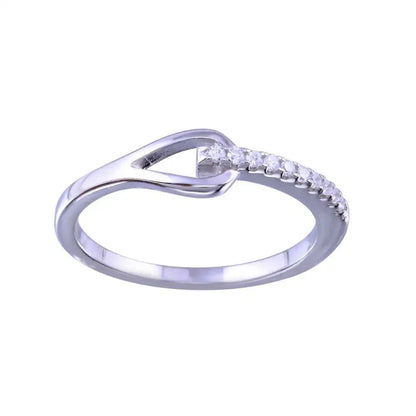 925 Sterling Silver Rhodium Plated Knot Clear CZ Ring