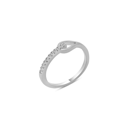 925 Sterling Silver Rhodium Plated Knot Clear CZ Ring